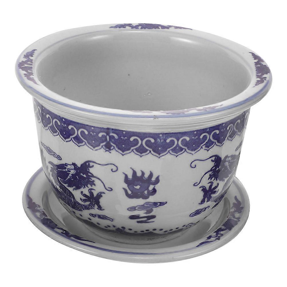 Small Ceramic Planter Pot Plant Container Garden Use Simple Shaped Design White Round Shape 1Pack