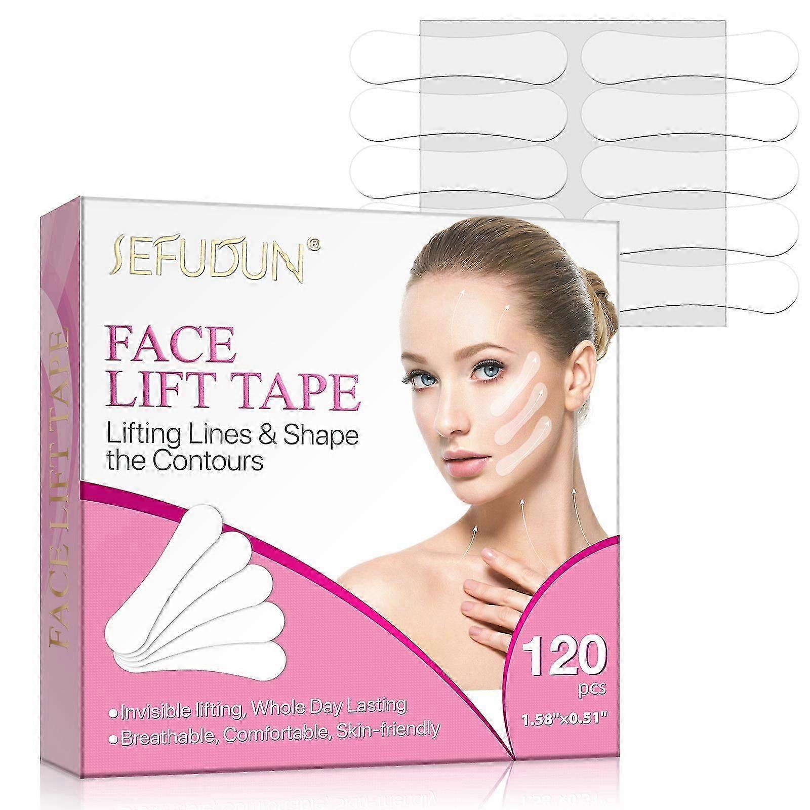 Face Lift Tape, Stretchable Face Tape Lifting Invisible - 8 timer varig, Facelift tape for Face Usynlig, Usynlig Face Lifter Tape - Instant Face