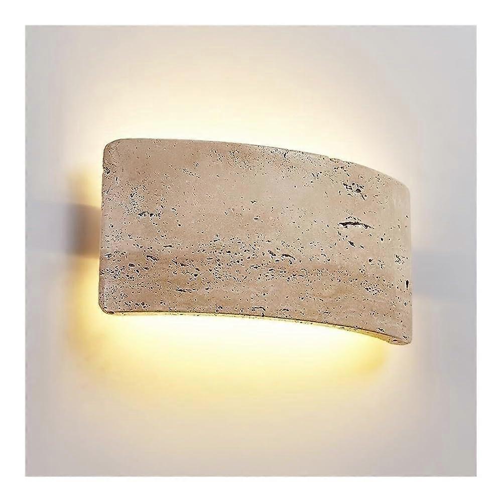 LED Wall Light Made of Yellow Travertine in Japanese Style for Bedroom