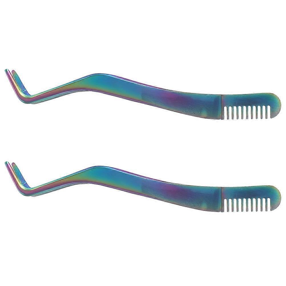 Tweezer βλεφαρίδων ανοξείδωτου συμπαγές σχέδιο καθημερινής χρήσης βλεφαρίδων επισκευής κόλλα σύσφιξη 12x1x0.3cm 2Pcs