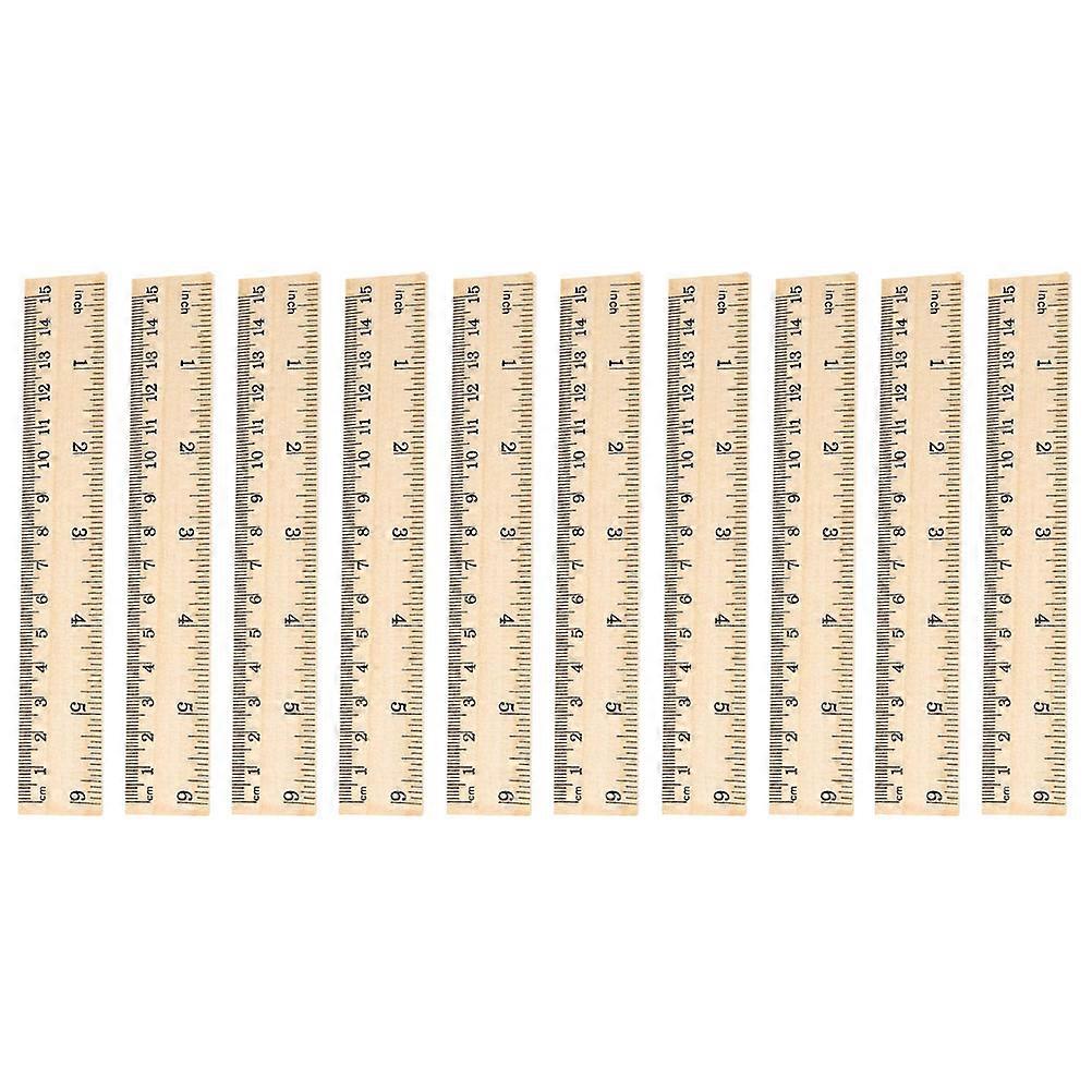 Vintage Wood Ruler Portable Scale Ruler Home Office 16Pcs