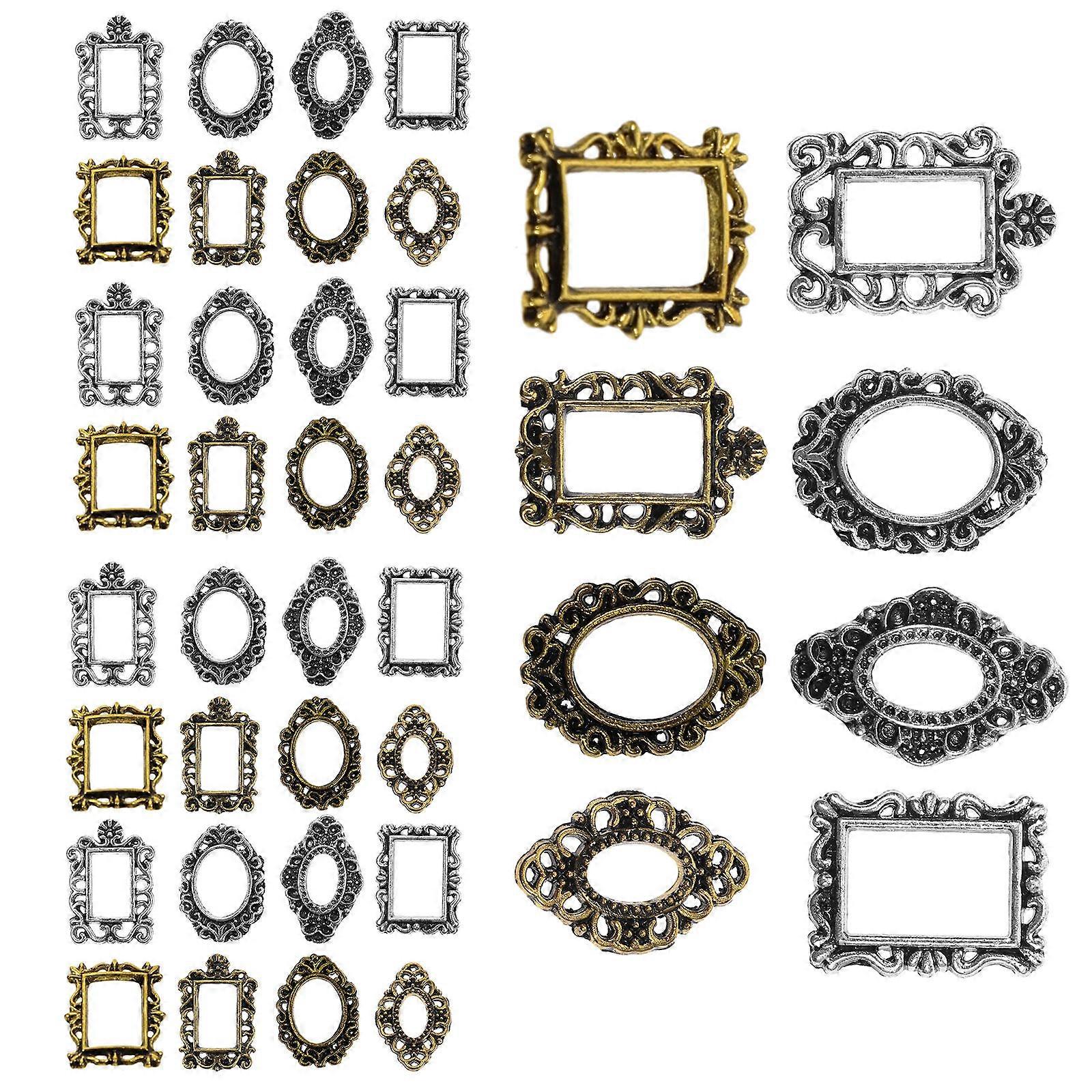 Vintage Mini Frames Square Nail Art Tools Photography Props Small And Compact Alloy 40Pcs