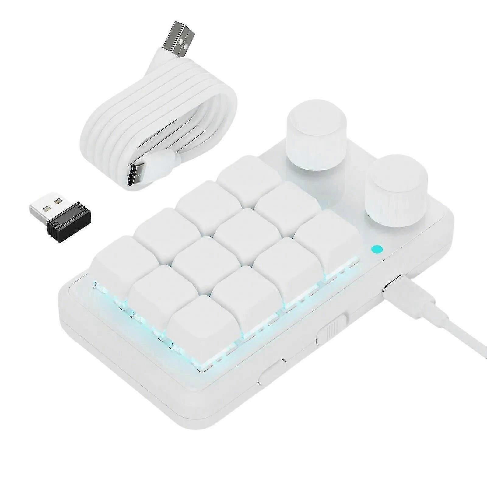 Programmable 12 Key Mini Mechanical Gaming Keypad with RGBs Backlights and Two Knobs, Wireless & USB C  yellow