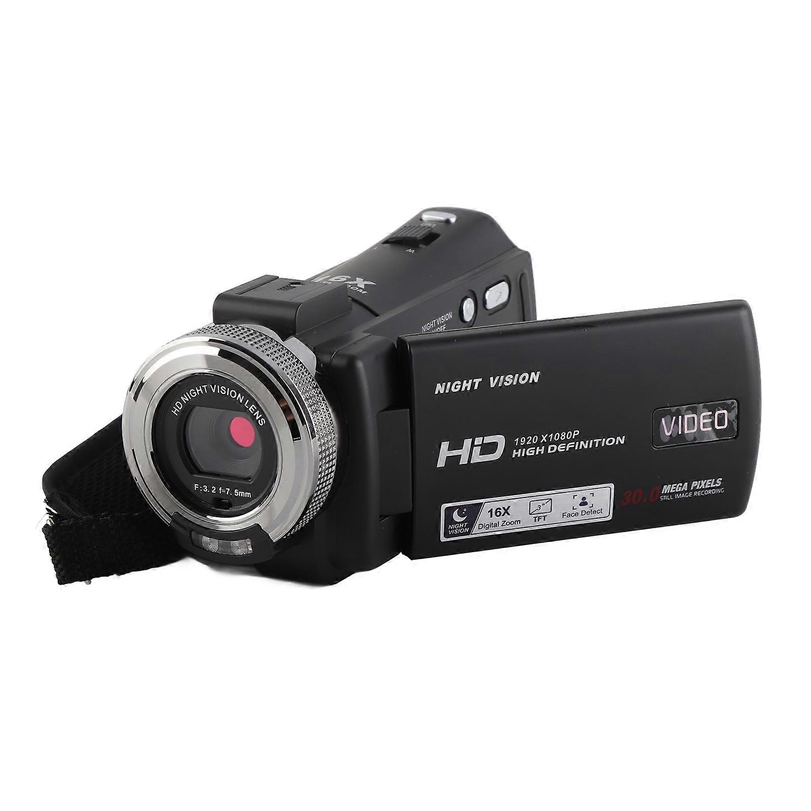 Video Camera Camcorder 3 Inch Color LCD Display 30MP Digital Video Camera 16X Zoom for Photography Video Recording 100‑240V US Plug 