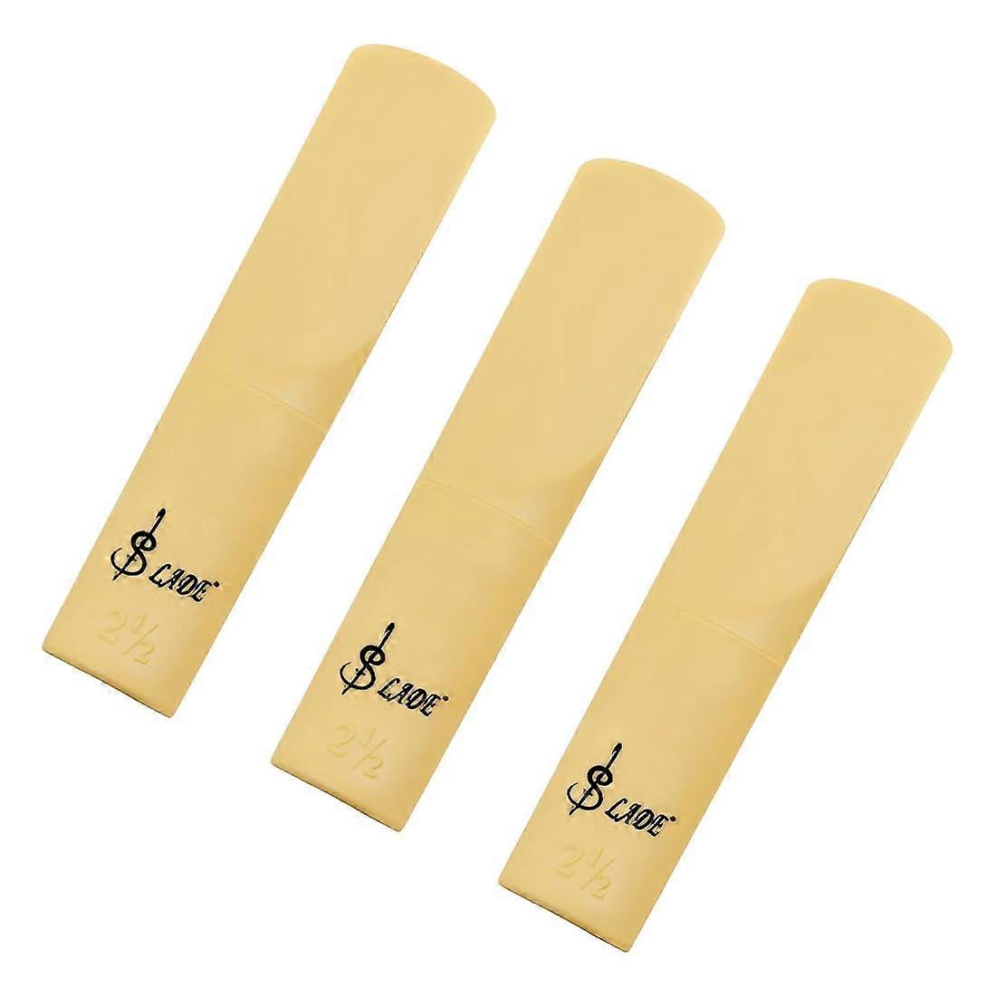 Pack of 3 Plastic Saxophone Reeds Alto Saxophone Mouthpiece Reeds Parts 2.5 Saxophone Sheet Accessories, Saxophone Reeds (Wood Colour)