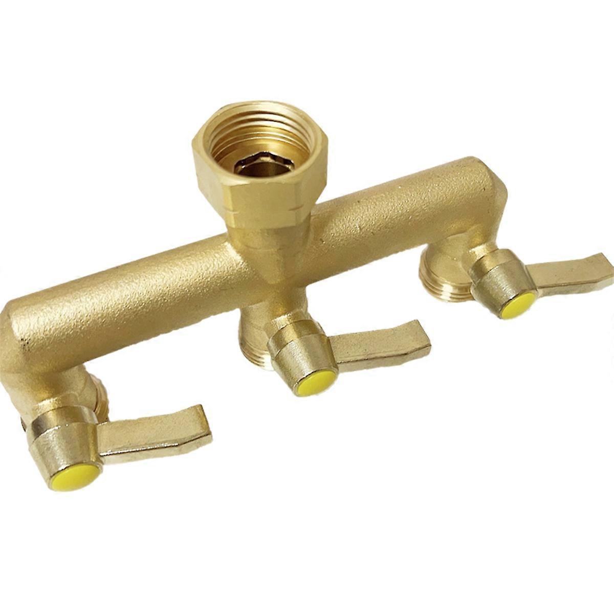 Brass Garden Hose Splitter, 3 Way Hose Splitter, Outdoor Hose Splitter, Female Inlet and 3 Way 3/4 in