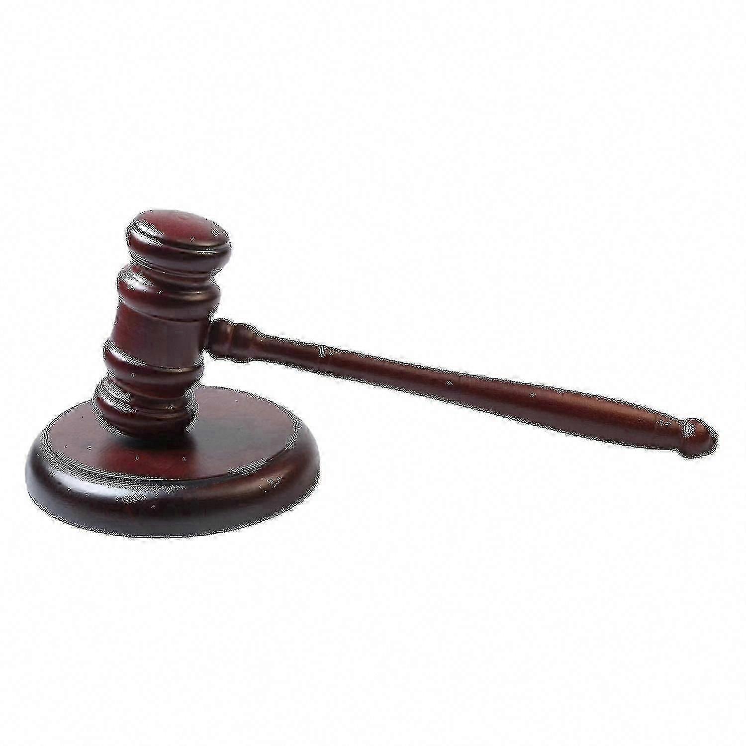 Wooden Gavel and Sound Block Set - Judge Lawyer Auction Hammer with Round Block