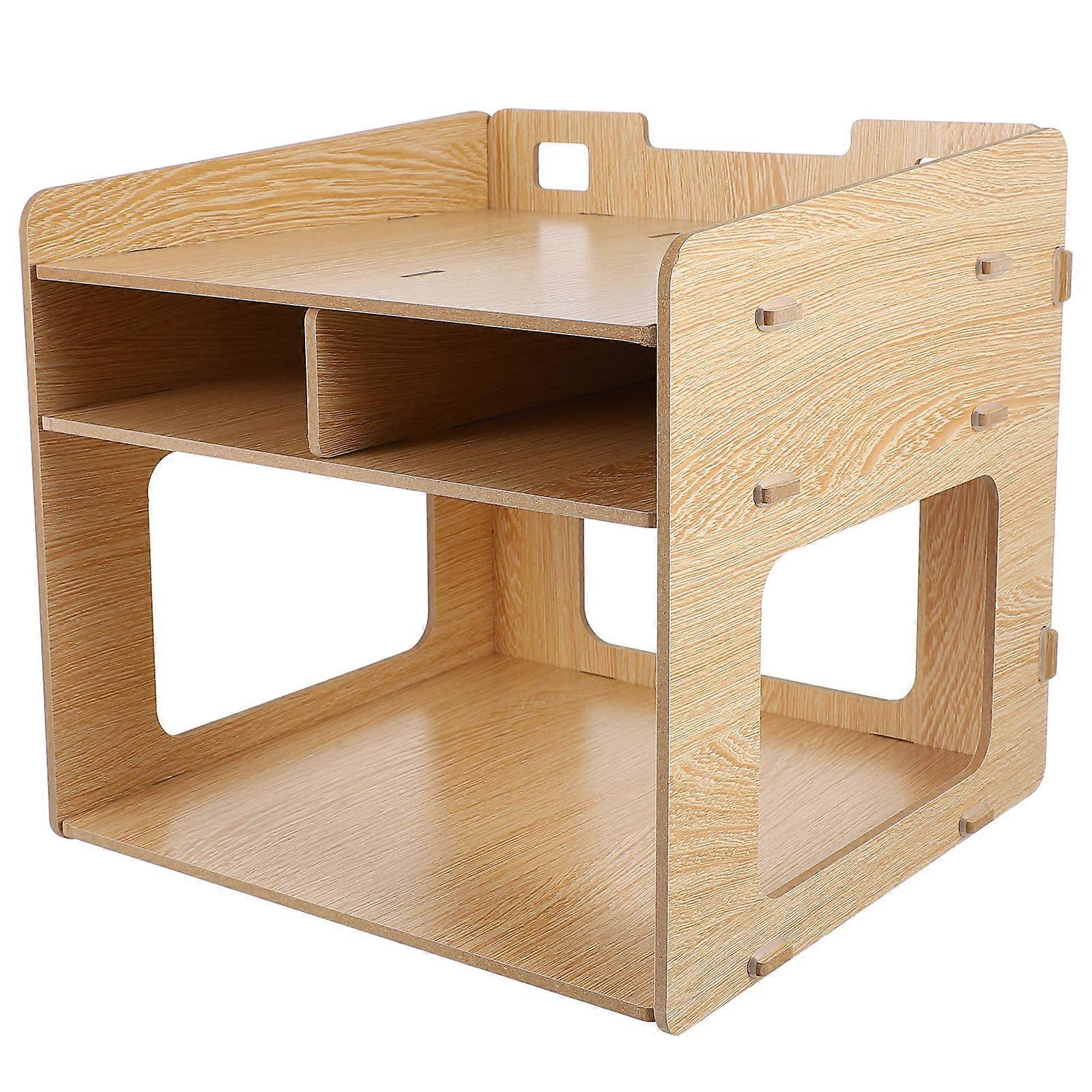 Khaki Plastic Printer Stand for Storage at Home Office with Multi-layer Design 7.3 Inches