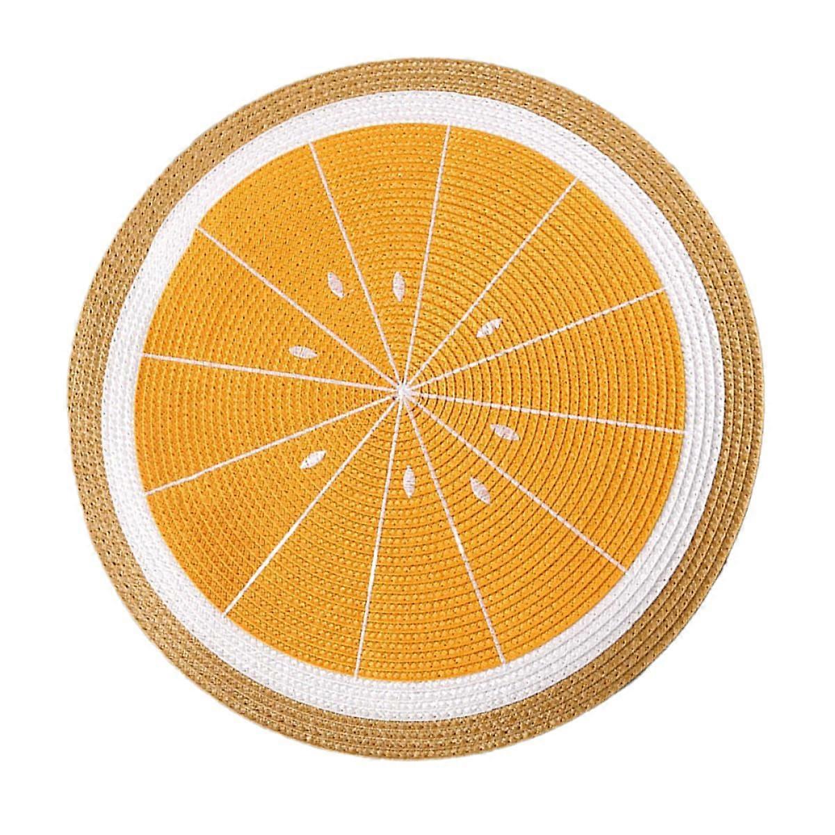 1 Piece Round Placemats with Heat Insulation, NonSlip Table Mat with Lemon Pattern