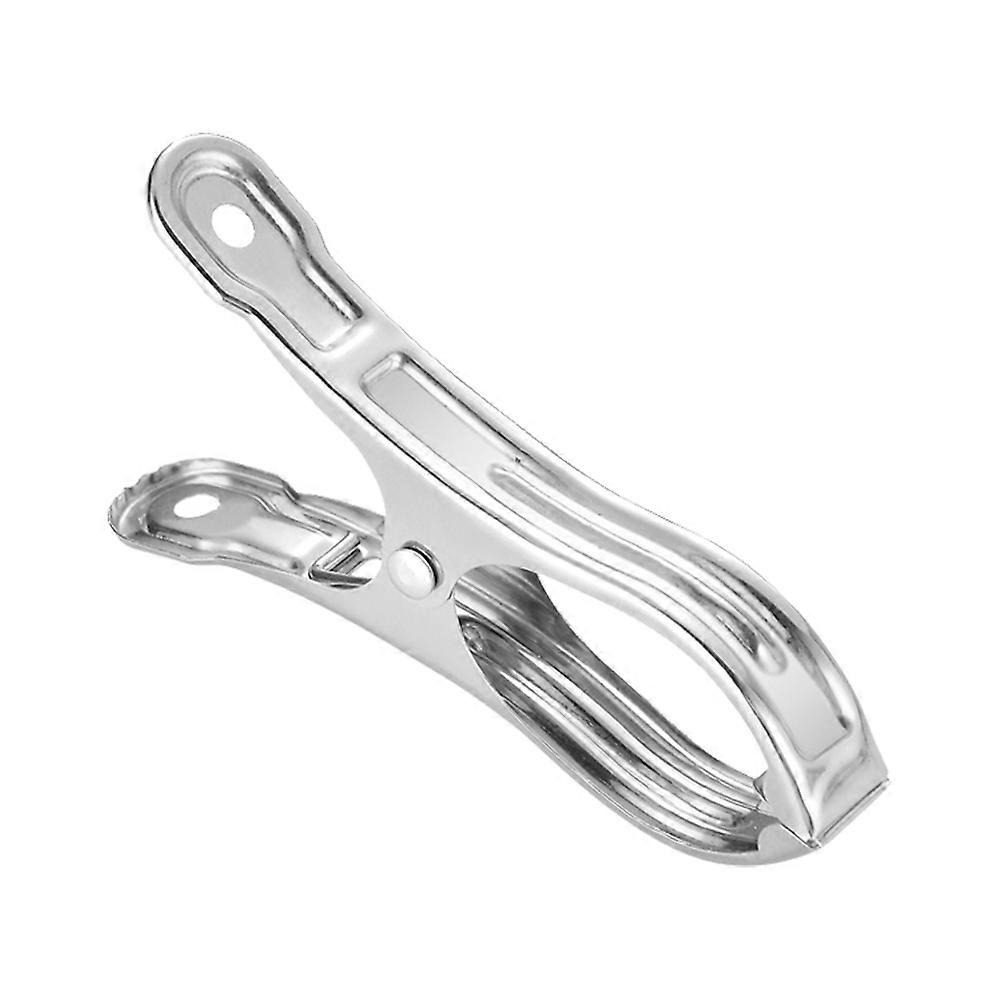 Windproof Clothes Clips Metal Laundry Fixed Clamp Drying Hanger Silver 9cm 18Pcs