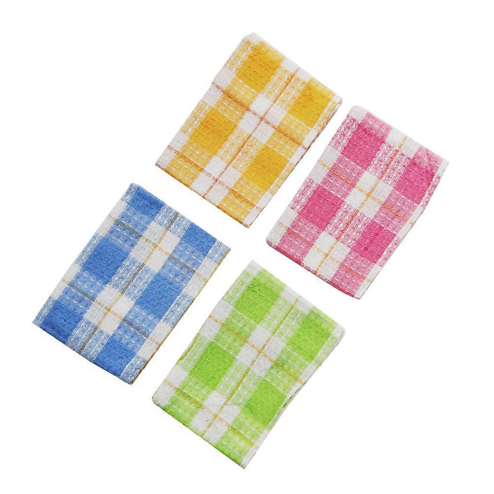Assorted Color Cotton Dish Cloths for Cleaning with High Absorption and Decontamination 4 Pack