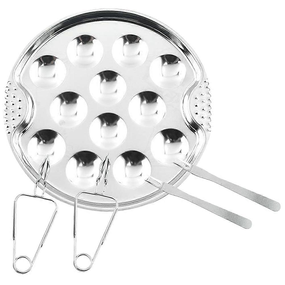 Escargot Baking Plate with Stainless Steel Material Silver Color Easy to Clean and Set