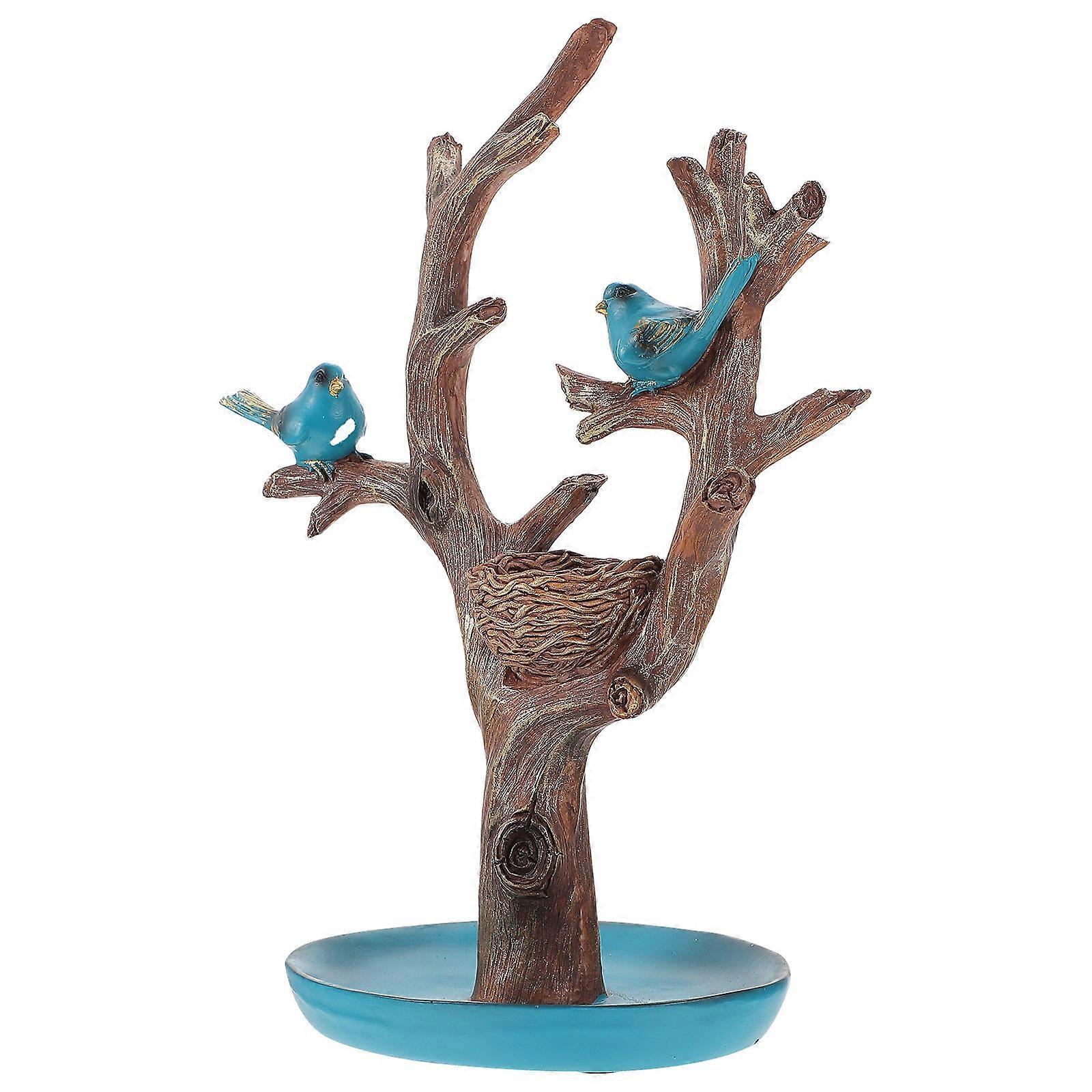 Blue Resin Tree Figurine Decoration For Home Ornament In Minimalist Style 1Pack