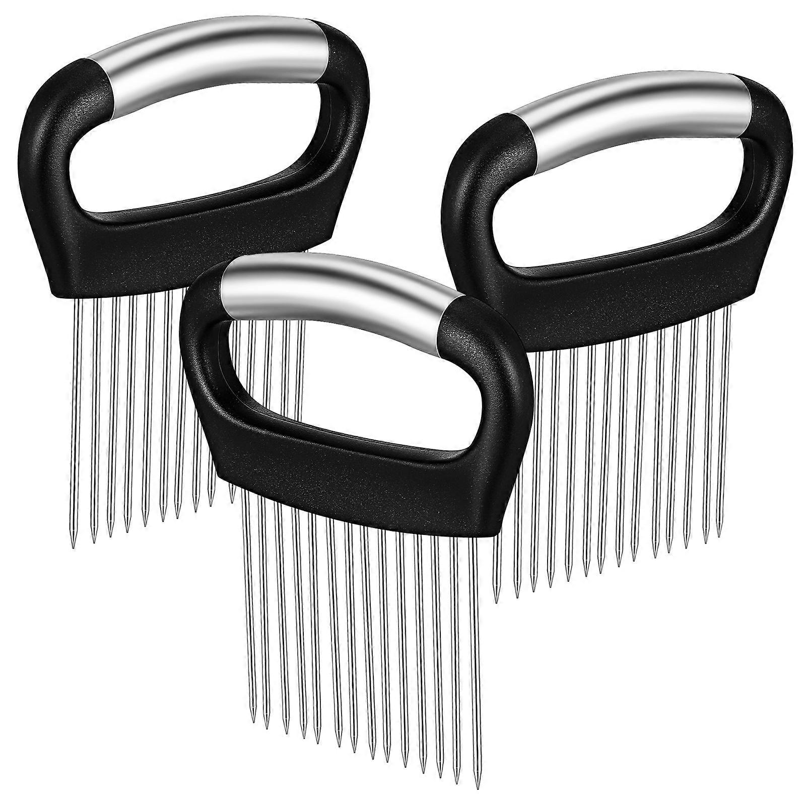 Onion Chopper Manual Hand for Kitchen Use with Stainless Steel Construction Black Color Uniform Slices 3pcs