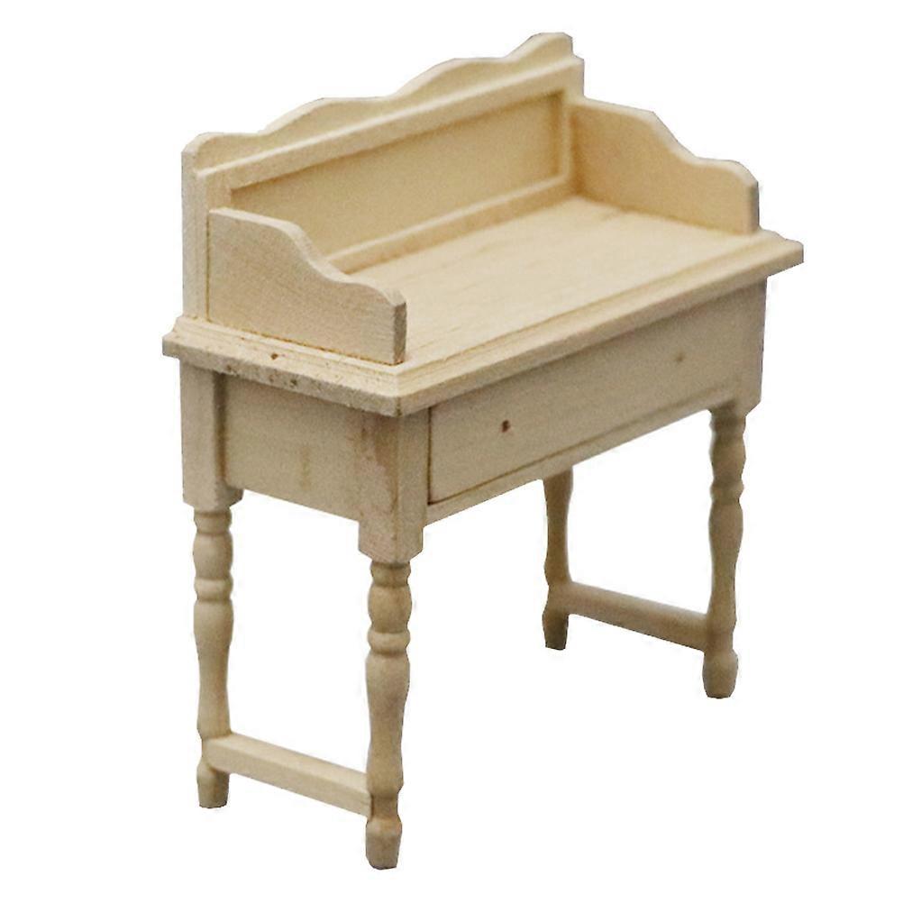 Beige Mini Desk Model for Decor Craft Made of Synthetic Material Perfect for DIY Projects 3.5x2.5 Inches