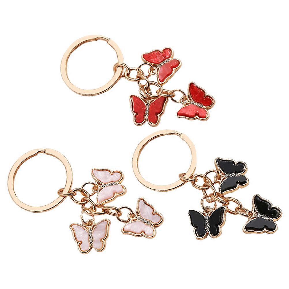 Butterfly Keychain for Decoration Lightweight and Durable Assorted Color 3pcs