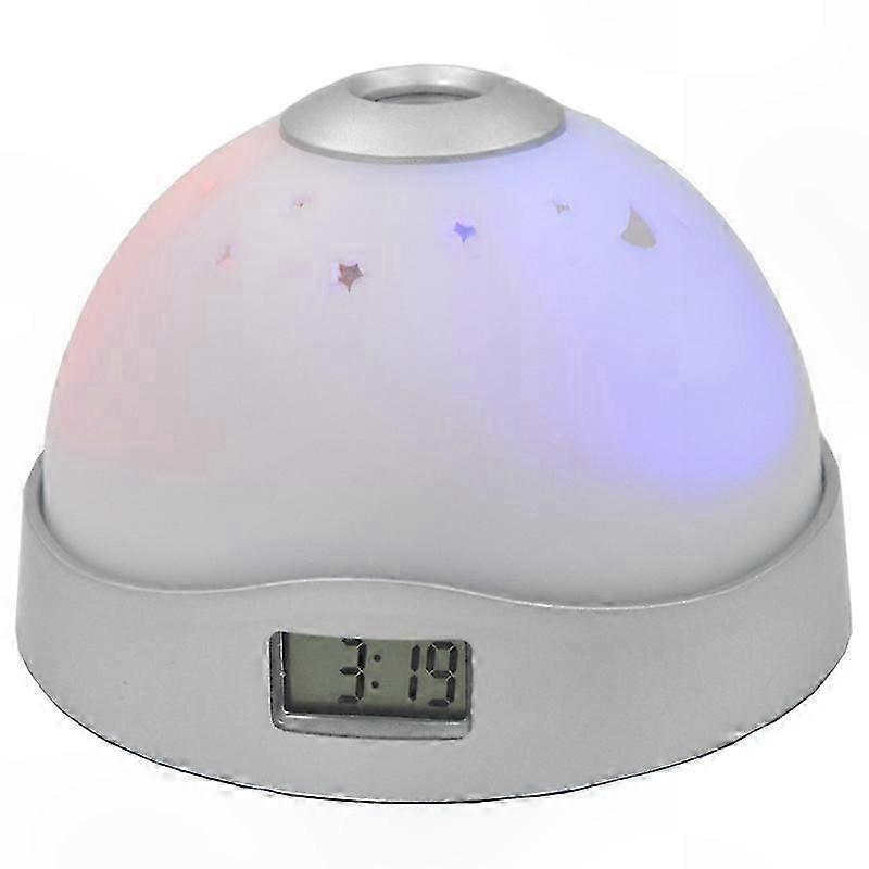 Digital Projection Alarm Clock with Starlight and Ambient Light, Simple Ceiling Projector Clock for Practical Use