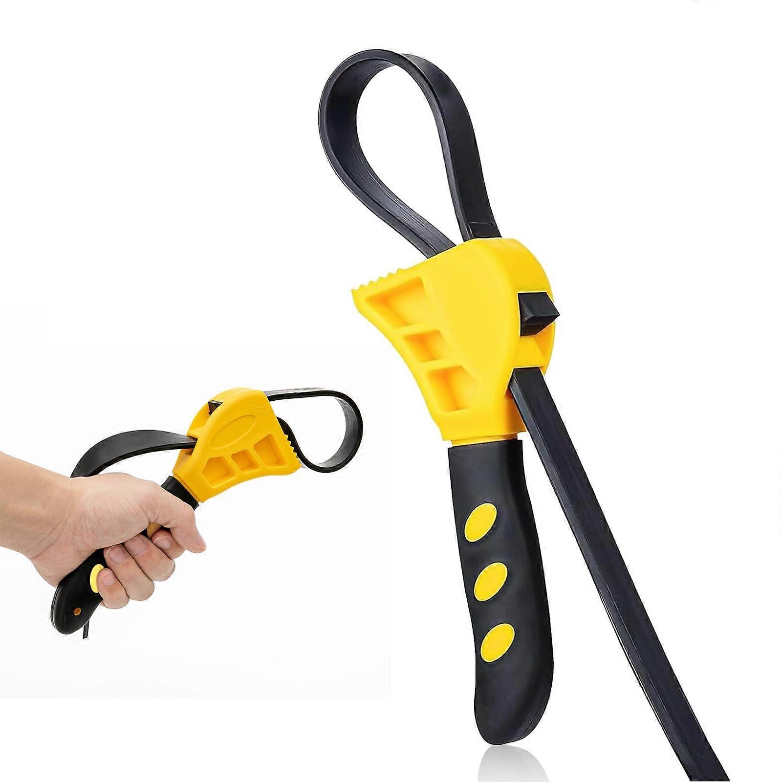 Adjustable Rubber Band Tool, Versatile Plumbing Wrench, Durable Pipe Opener for Oil Filters, Shower Heads, Water Filters, Yellow
