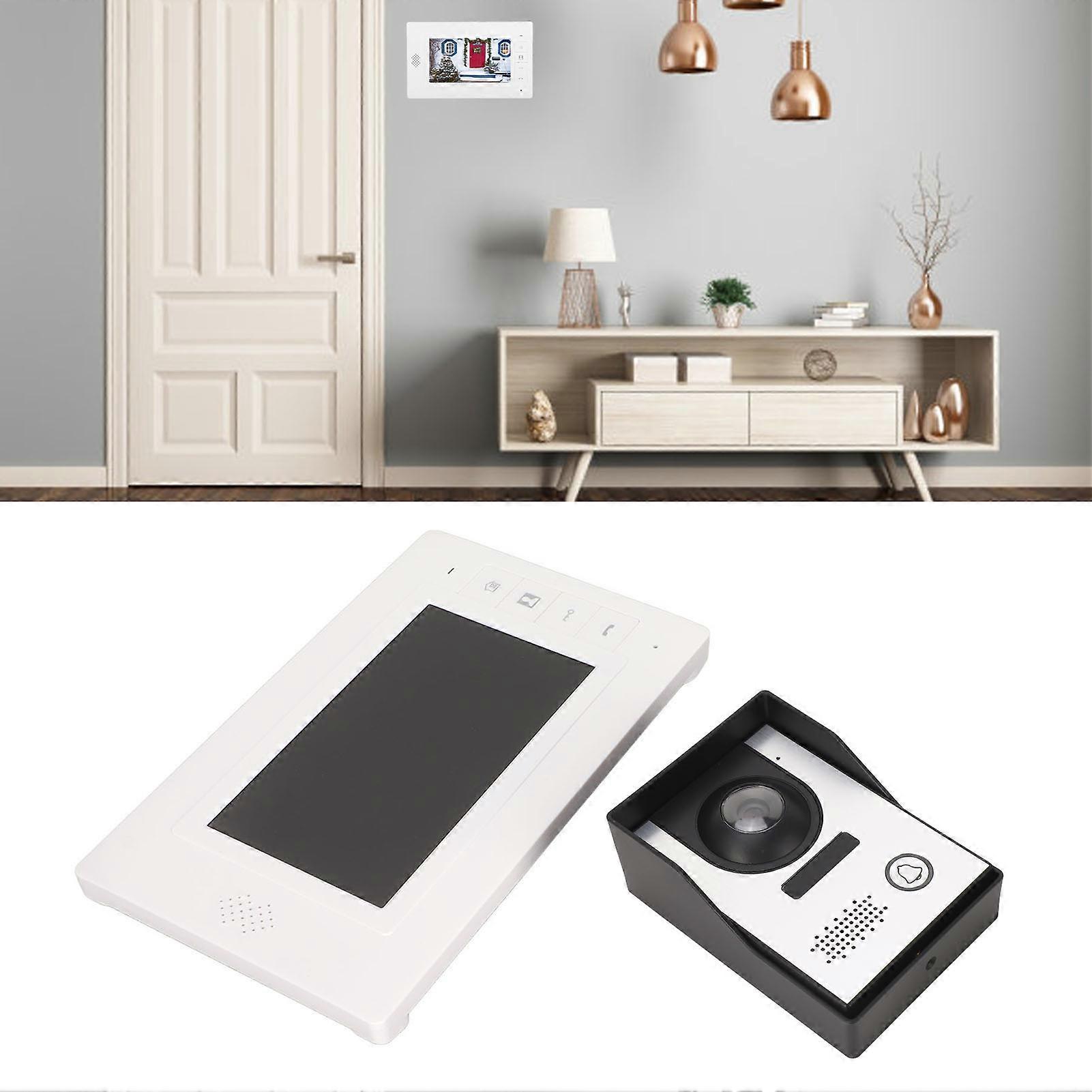 7 Inch Home Intercom Doorbell Hands Free Night Vision Wired Video Doorbell Intercom System for Home 100‑240V EU Plug 
