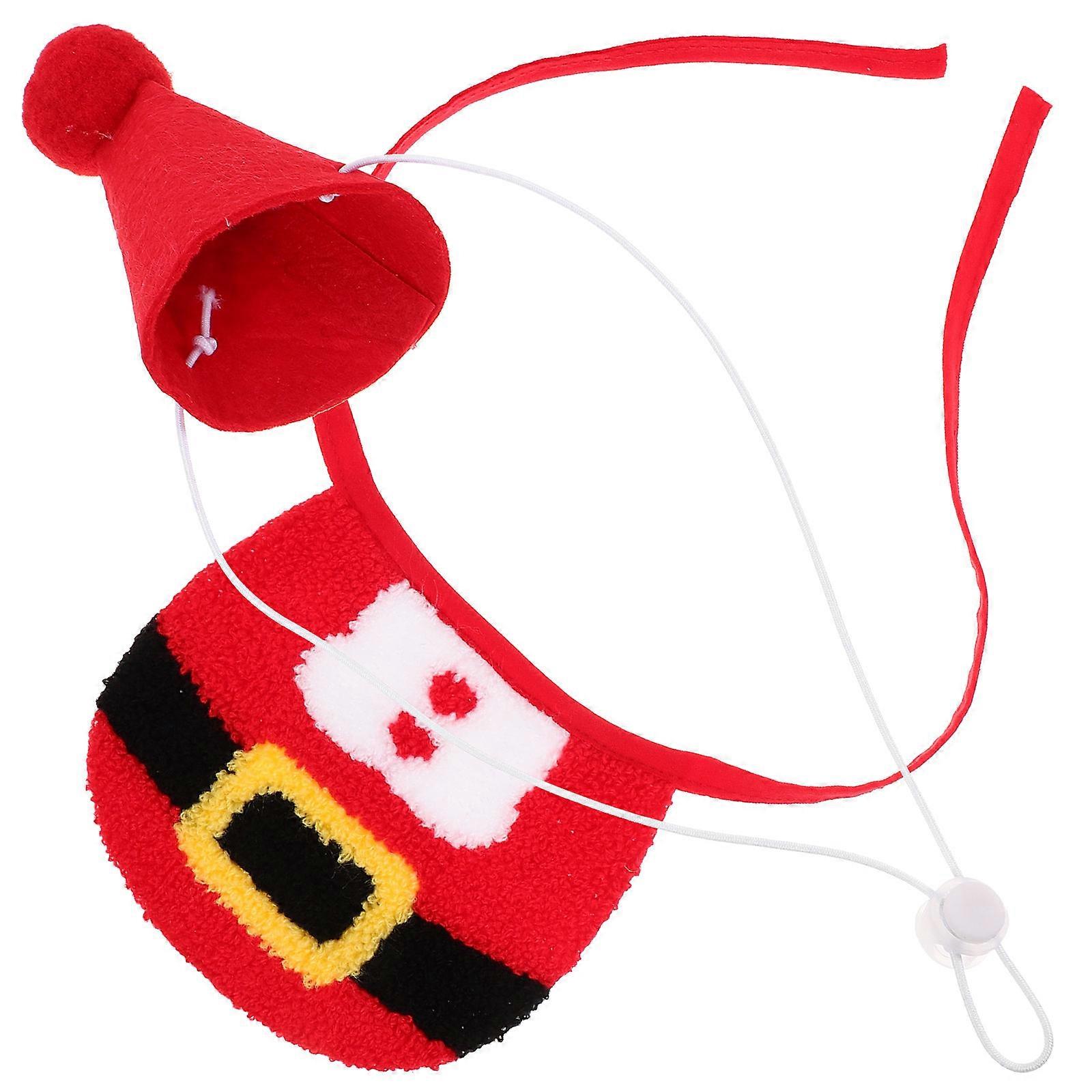 Small Dog Holiday Costume Set With Red Hat And Decoration Bib Ideal For Christmas Party And Role Set
