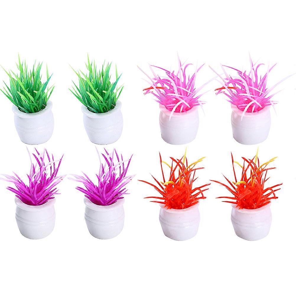 Mini Garden Figurines Mini Plant Models Resin Material For Bookshelf Cabinet 8Pcs