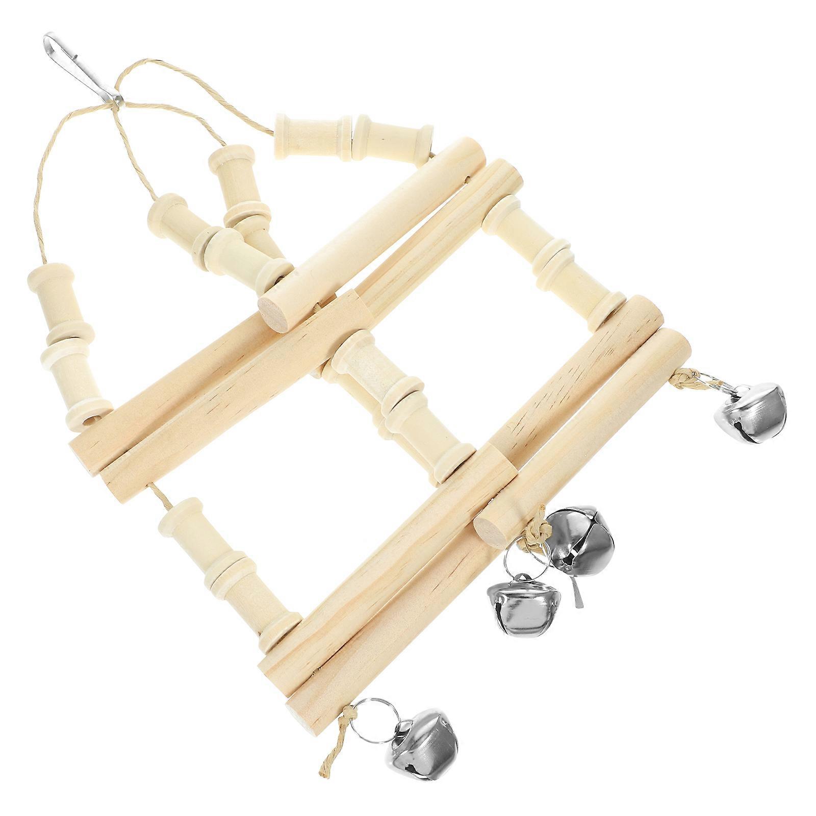 Natural Wood Parrot Swing for Bird Cages – Multi Use Hanging Playground for Parakeets, Macaws & Finches – Promotes Beak Trimming, Biting Exercise,