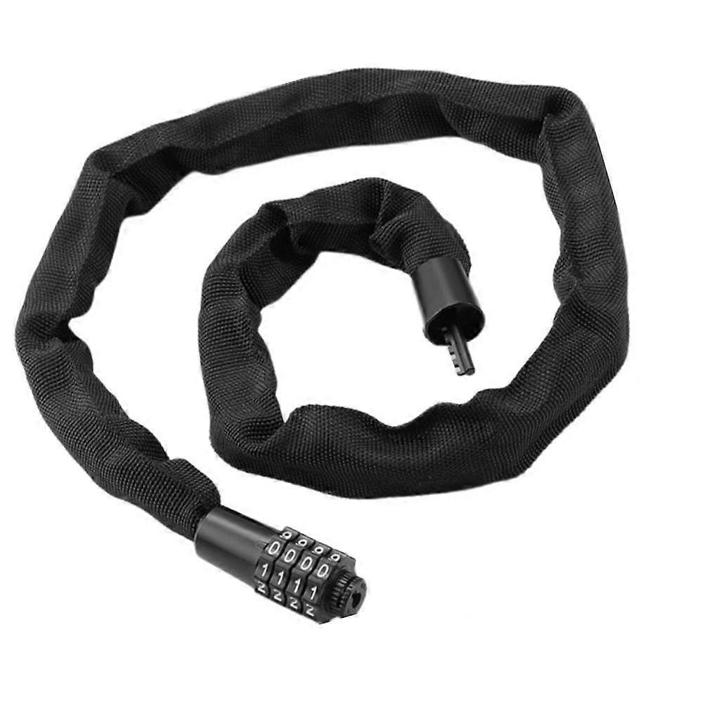 Bike lock, sturdy keyless chain lock against theft, 1.2 m long, 4digit combination, secure chain for the door (L 90x2.4x2.4 cm).