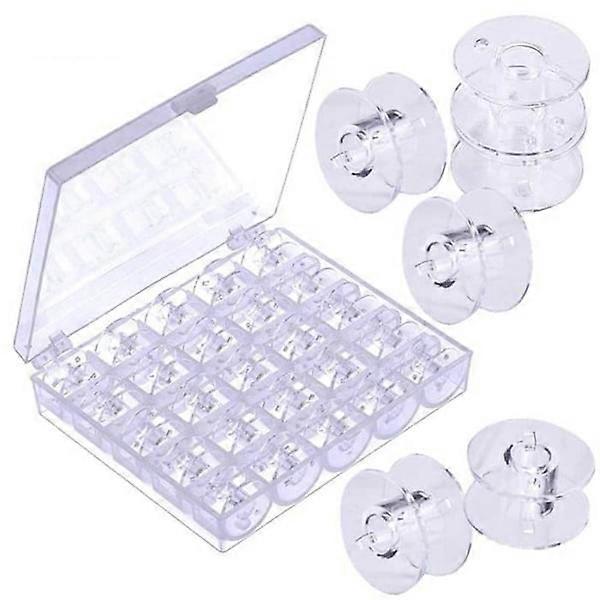 25pcs Sewing Machine Bobbins with Storage Case Transparent