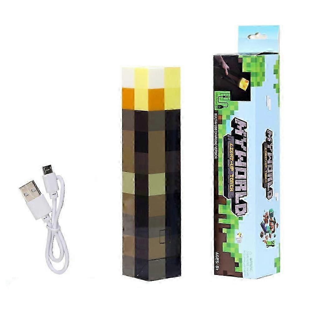 Home Decoration Minecraft Game Torch Lamp Led Night Light Rechargeable Gift