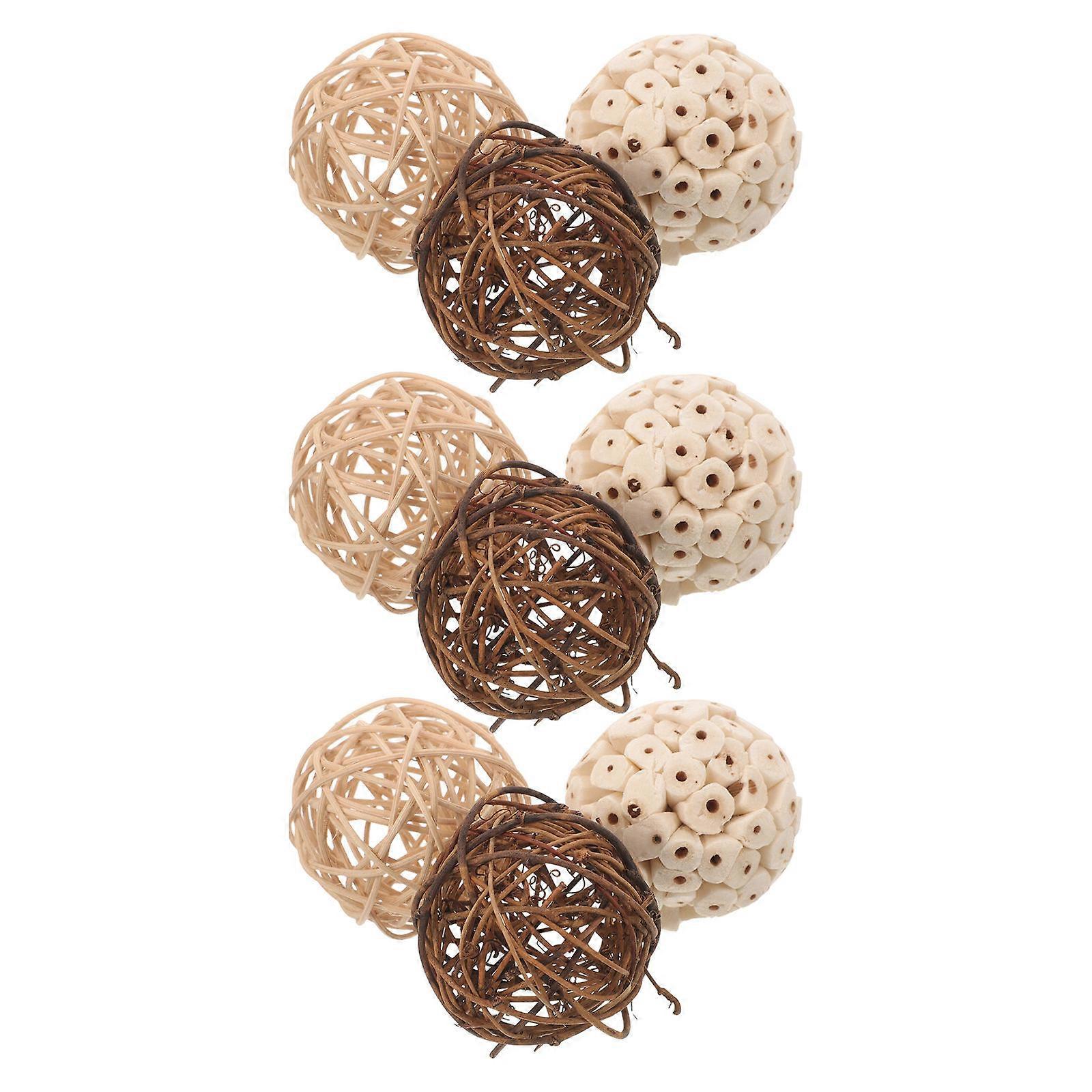 Rattan Bird Balls for Parakeet Toys Creative Foraging Plaything Assorted Color 9pcs