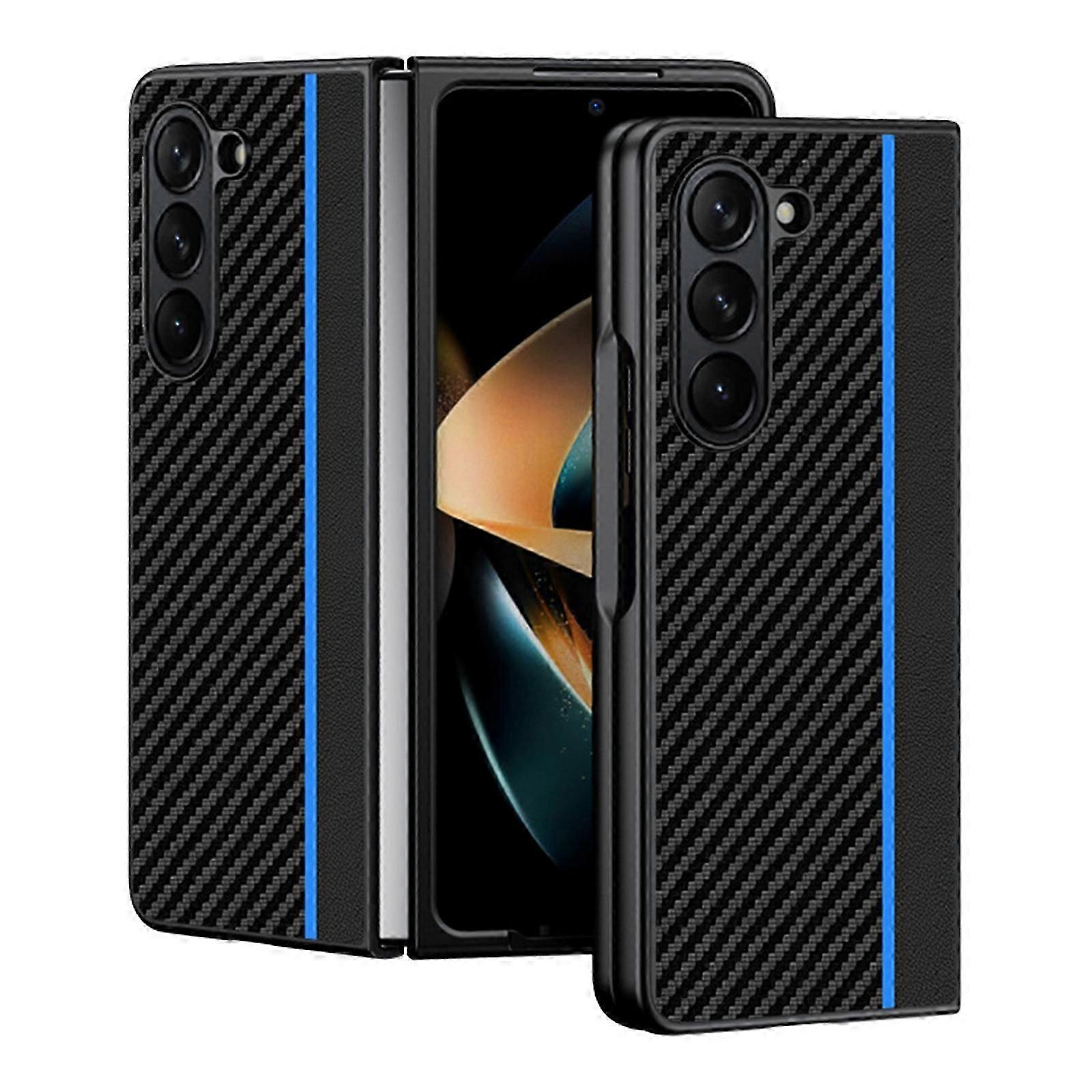 جراب من ألياف الكربون لجهاز Samsung Galaxy Z Fold 5 ، غطاء واقي من الجلد النحيف ، غطاء واقي مضاد للصدمات مضاد للخدش