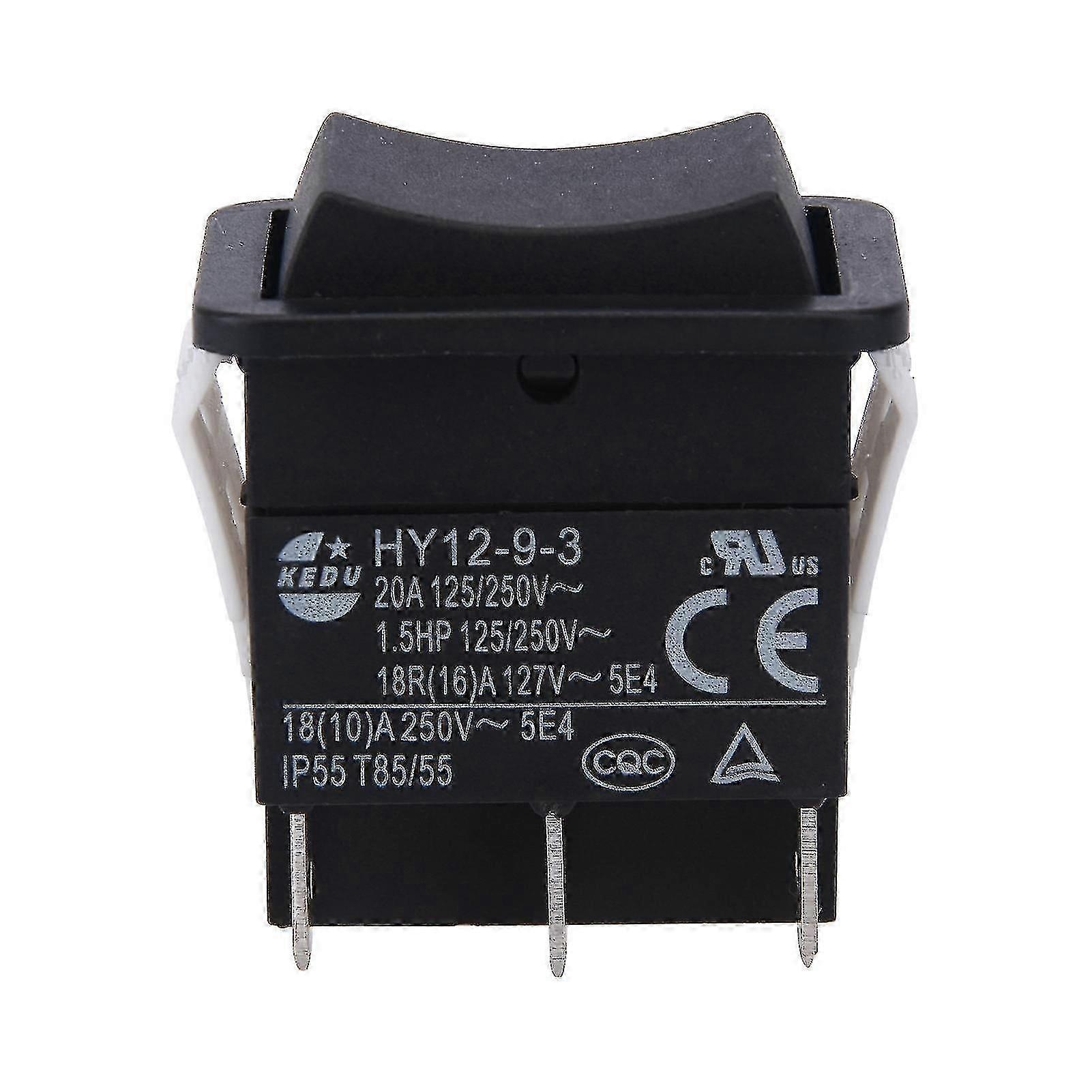 Small industrial single-pole rocker switch, 1/2 piece of black ABS material, waterproof, durable and suitable for high current