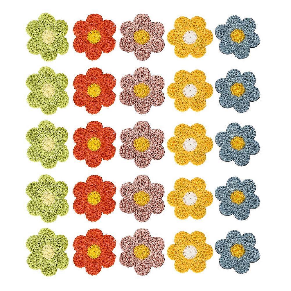 Sew On Patches 25Pcs Flower Shape Cloth Embroidery Appliques Craft Enthusiasts Assorted Color DIY Projects