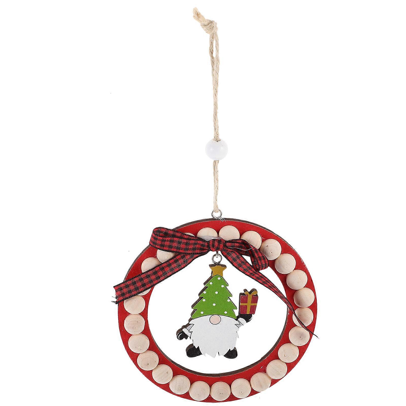 Hanging Wood Ornament for Christmas Party Round Red 1Pack
