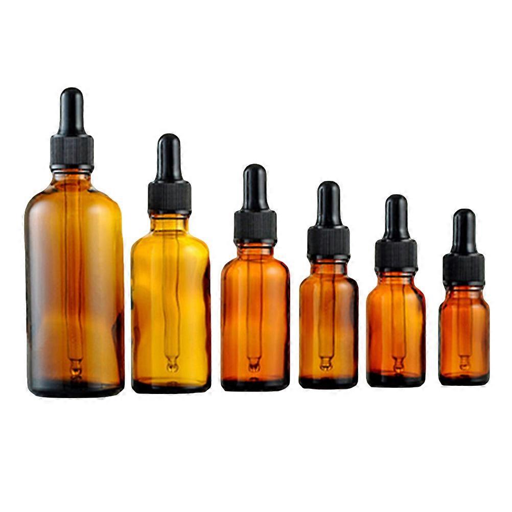 Mini Dropper Bottles 6Pcs Modern Style Coffee Color Elegant Shape Travel Essential Oil Container 10Ml 15Ml 20Ml 30Ml 50Ml 100Ml