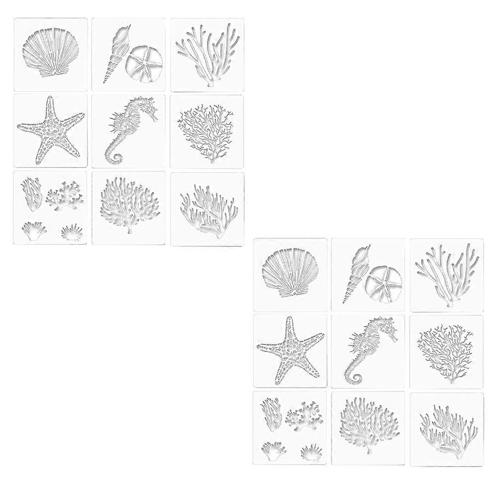 Reusable Plastic Stencils For Painting Art Projects And Creative DIY Painting Tools 13X13CM Sea Animal Design 2 Sets
