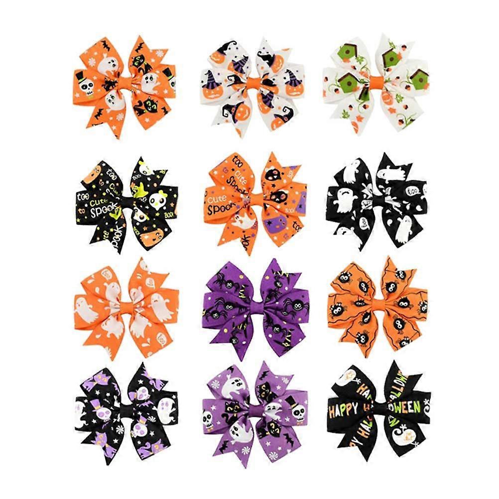 Kids Hair Accessory 12Pcs Christmas Bow Hairpins Assorted Color Suitable For Newborns And Daily Use