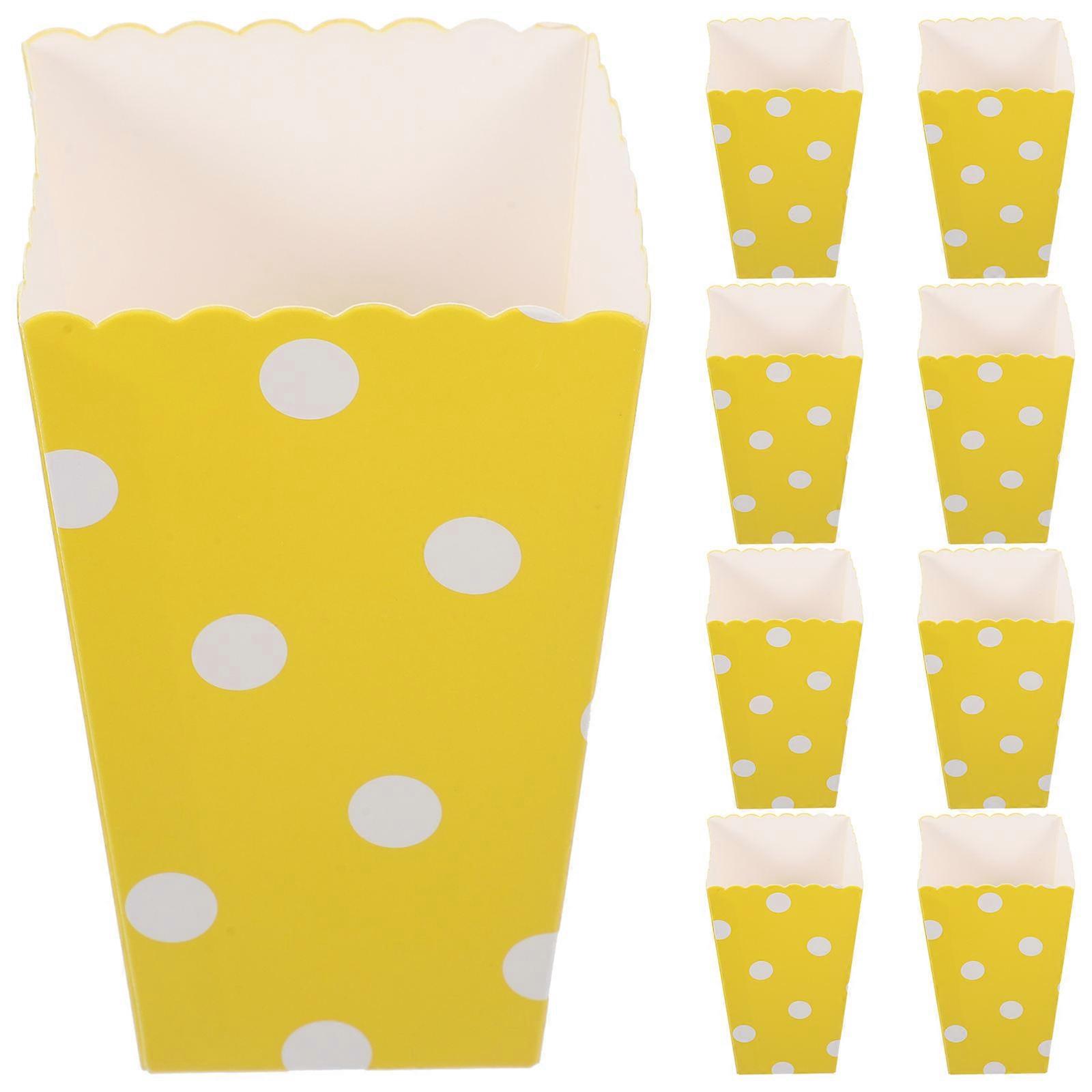 Yellow Paper Popcorn Boxes for Party Decorations with Dots Pattern 24pcs