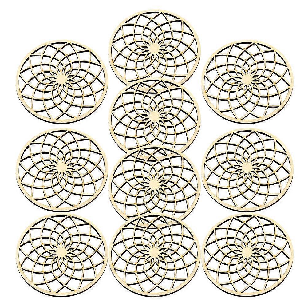 10pcs Wooden Coasters for Tableware Heat Insulation Cup Mats Hollow Teacup Pads for Bowl Plate