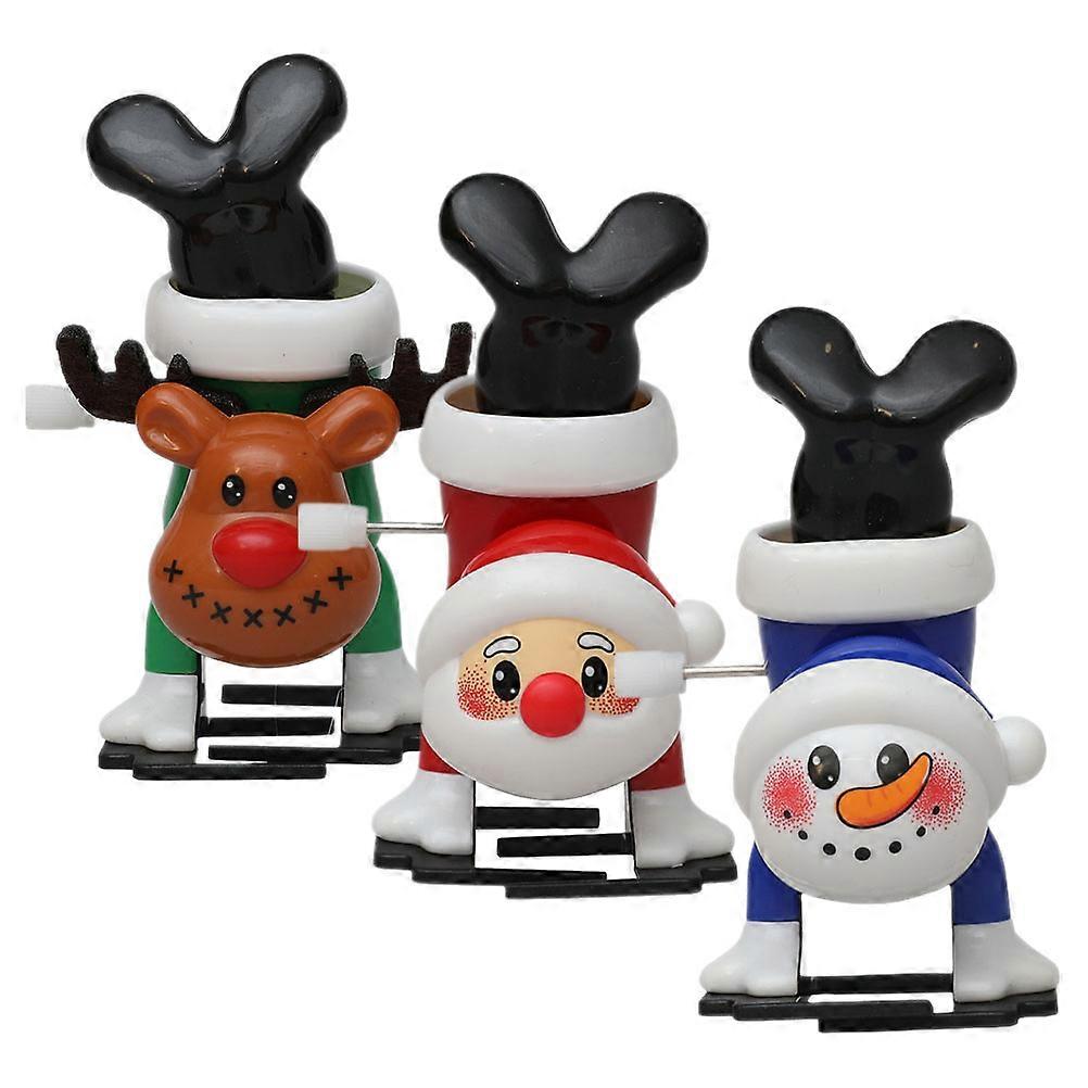 3Pcs Christmas Wind Up Toys Ideal For Family Gatherings Jumping Motion Assorted Color Snowman