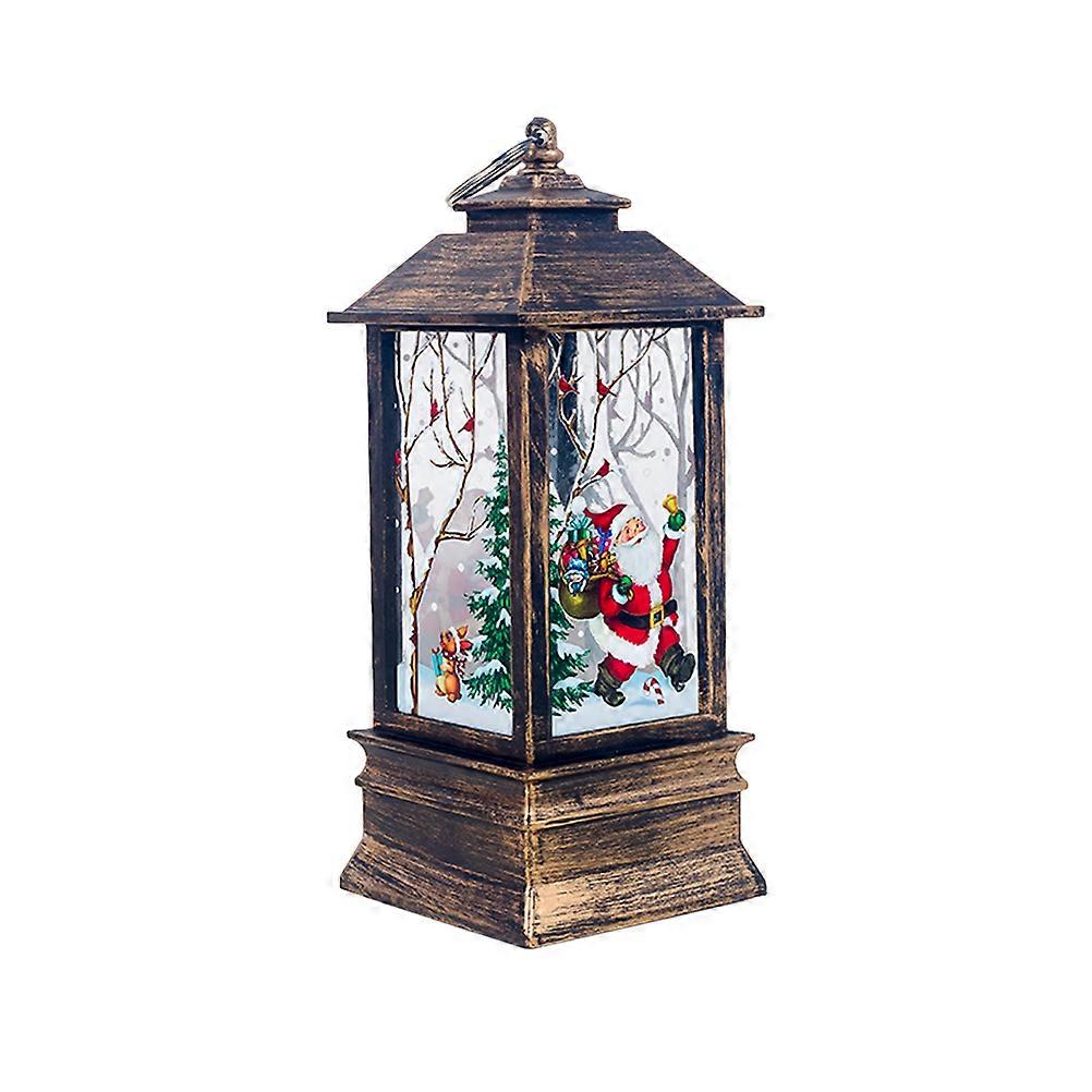 Bronze Old Man Printed Christmas Portable Lantern Decoration Item Design 1Set
