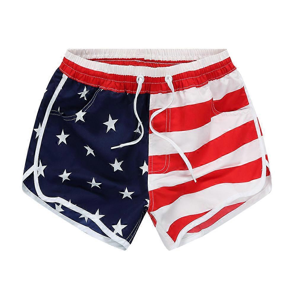 Yoga Sport Shorts American Flag Pattern Casual Loose Shorts Perfect For Exercise Activities And Running 1Set