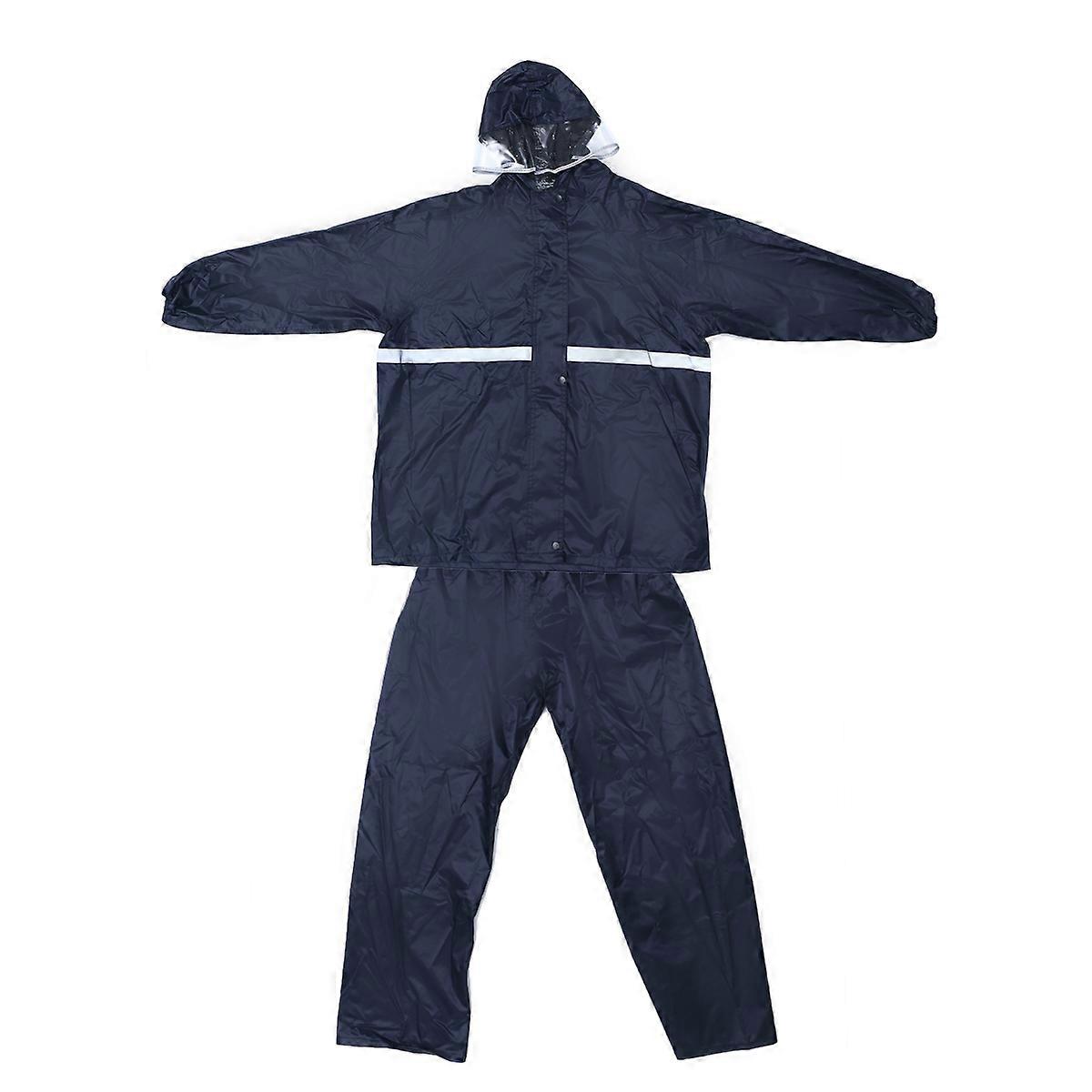 Cycling Raincoat Two-Piece Suit With Waterproof Features For Adults In Dark Blue Size XXL 1 Set