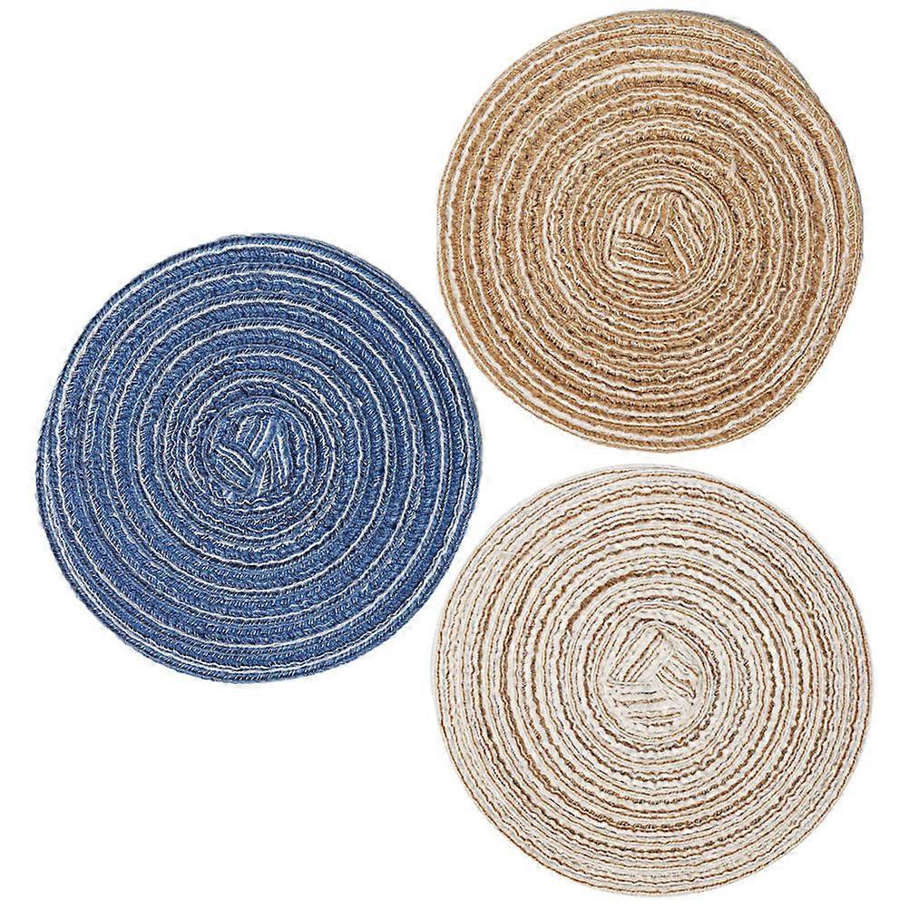 3 قطع ميني هاوس السجاد مايكرو المناظر الطبيعية زينة القطن حبل المنسوجة حصير الأرضيات لملحقات دمية البيج مشهد الديكور