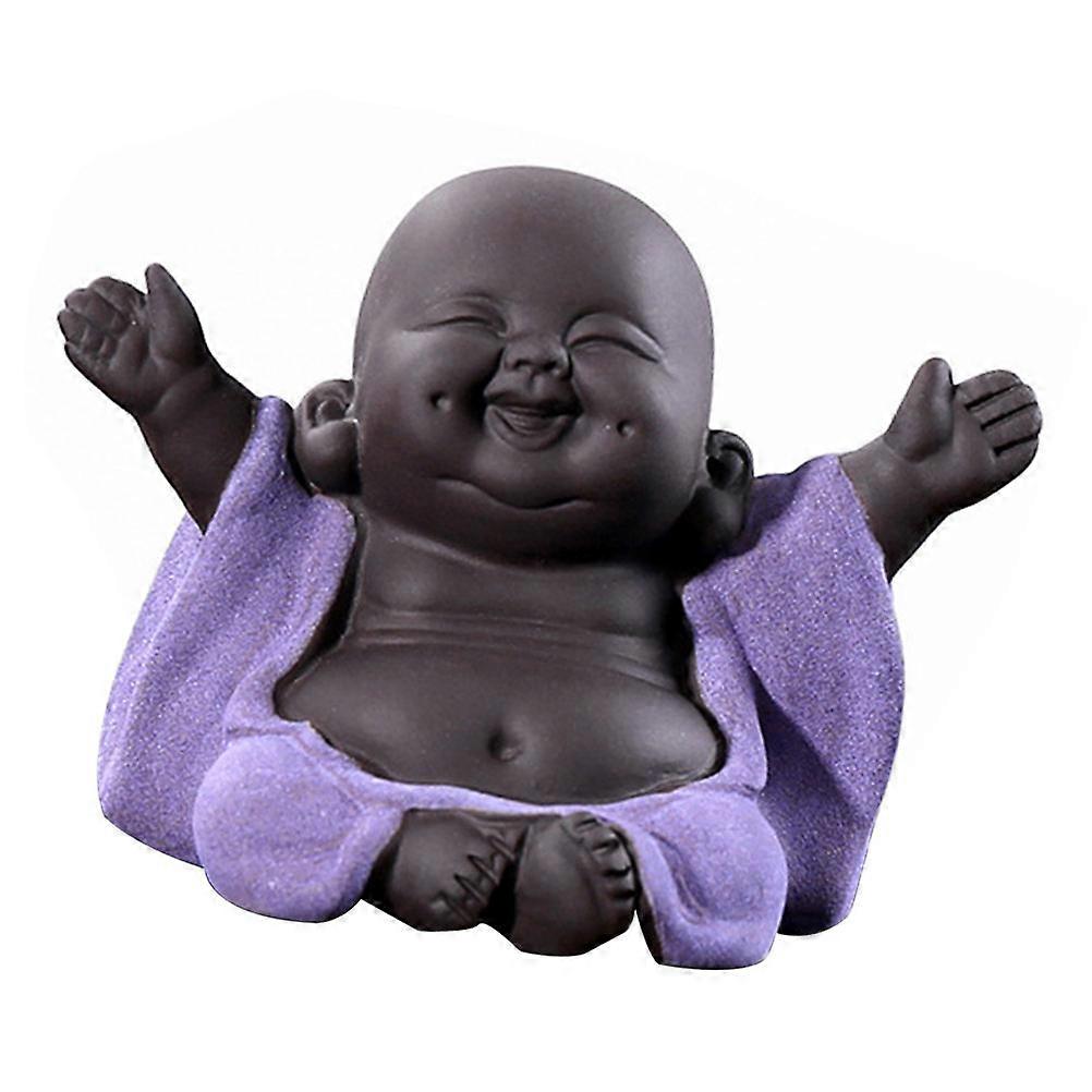 Spiritual Decor Zen Monk Tabletop Decoration For Home Use Made Of 紫砂陶 In Violet 1Pcs