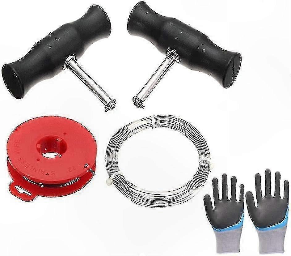 Universal Windshield Removal Tool Kit with Cutting Wire Handles for Auto Glass Replacement