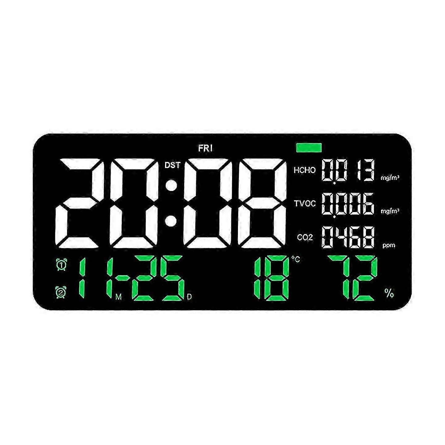 Led Digital Wall Clock Formaldehydeco2tvoc Display Green