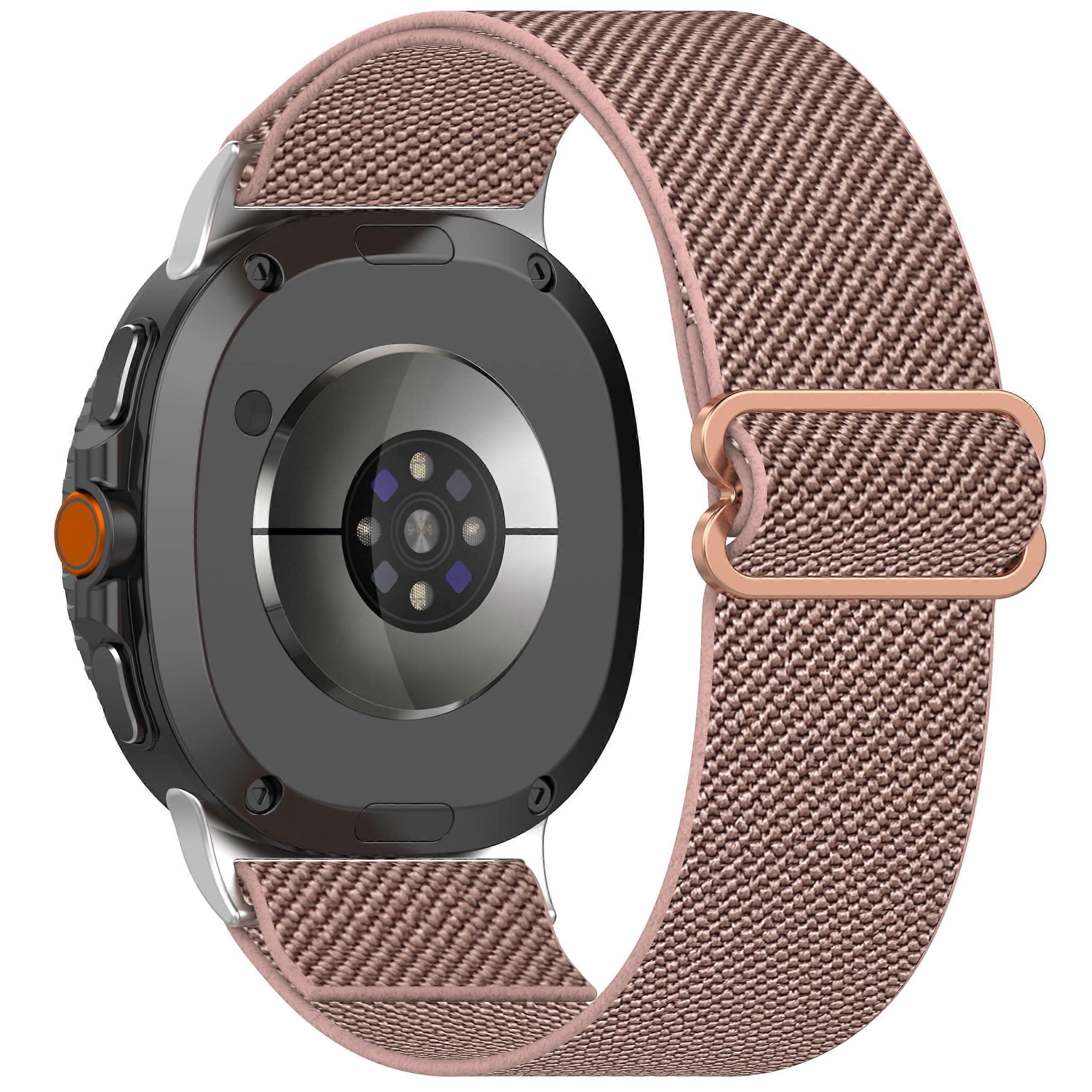 Woven Nylon Bracelets For Samsung Galaxy Watch 8 44mm And 40mm, Breathable Fabric Strap, Adjustable Sport Loop Band Pink