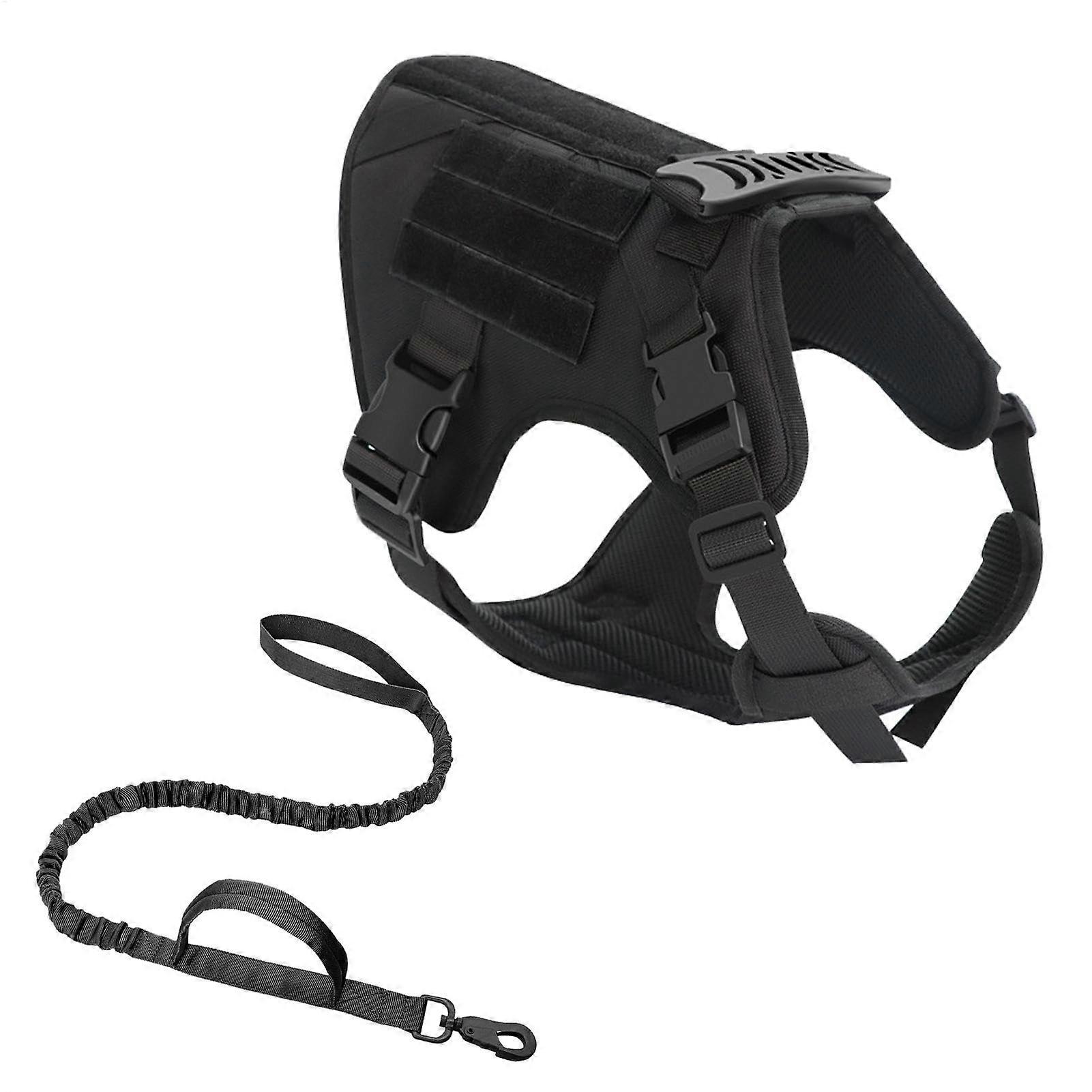 Dog Harness for Medium Dogs, Adjustable Soft Vest with Traction Strap, Leash for Small Pets, Black, Size L