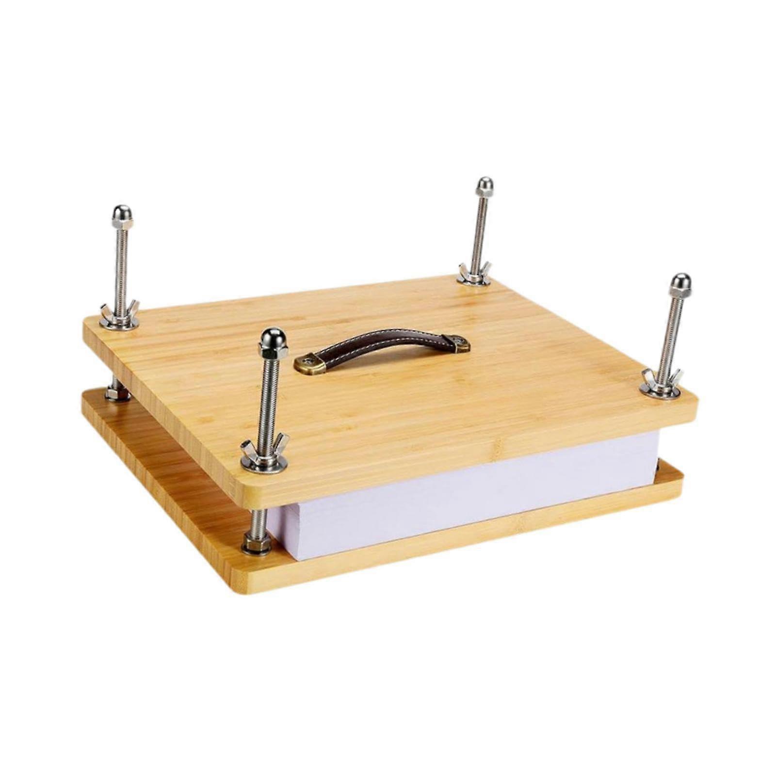 Bamboo Wood Book Press Book Binding Press with Handle, Multipurpose Paper Press, Bookbinding Tool for Desktop Scrapbooking, 29.5 cm x 19.5 cm